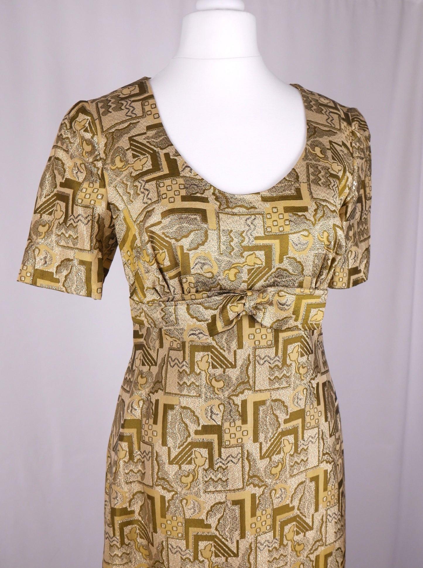 1960s Metallic Gold Evening Dress