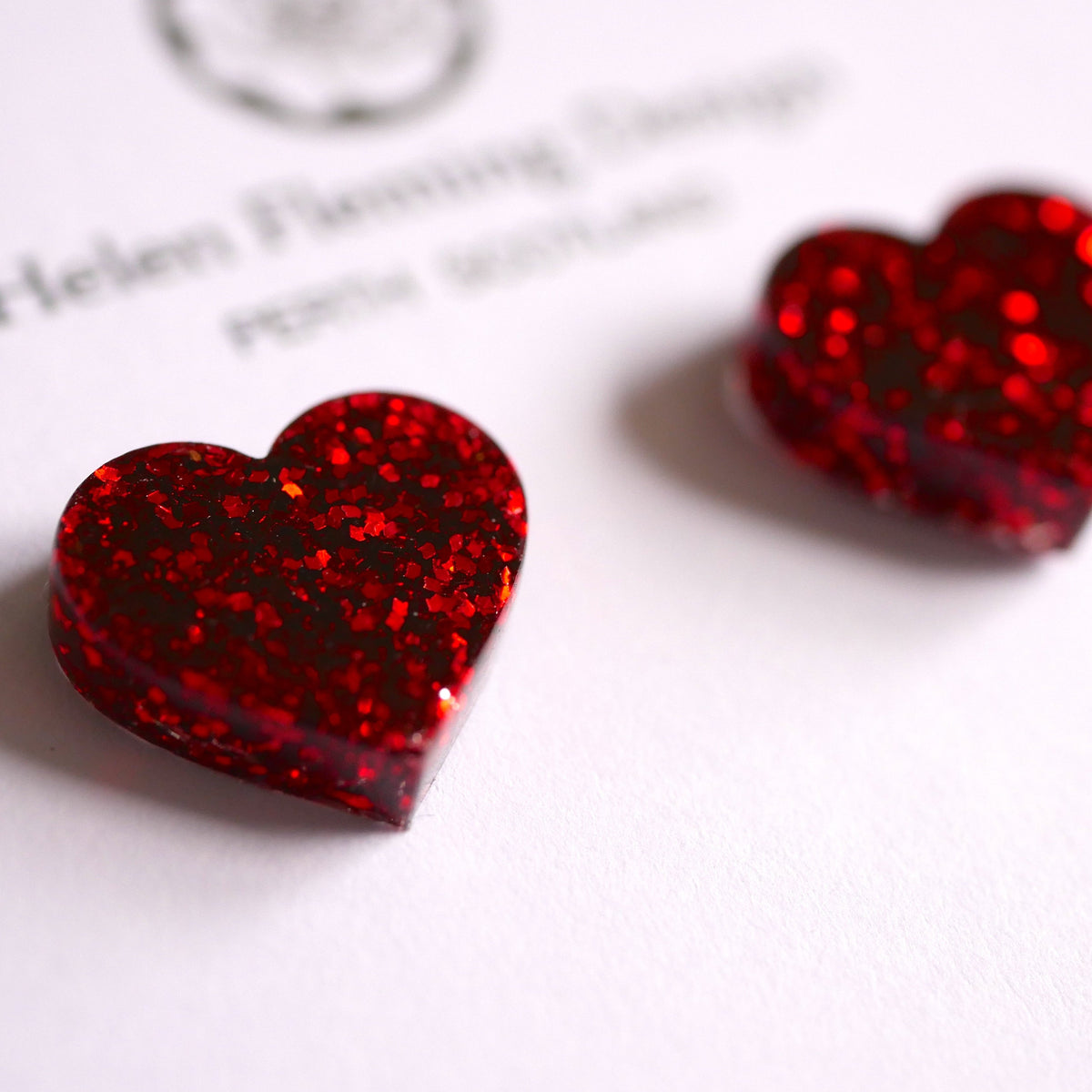 Red Heart Glitter Studs