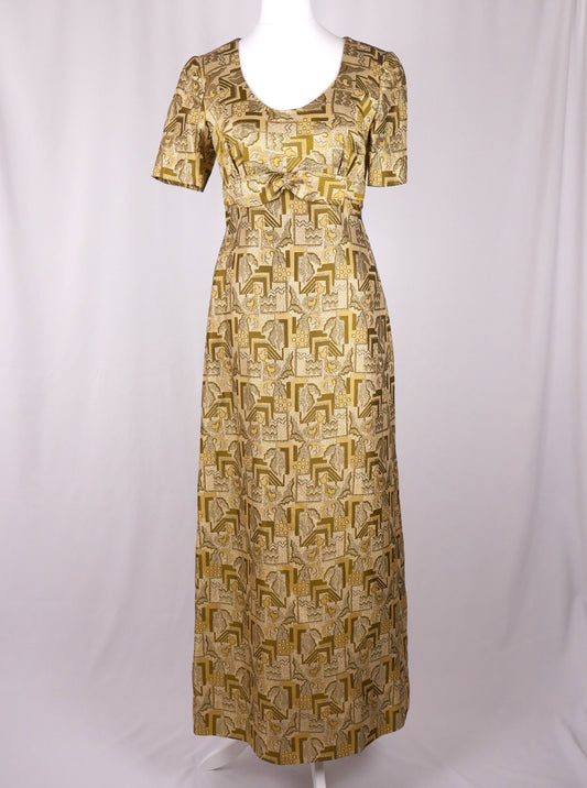 1960s Metallic Gold Evening Dress