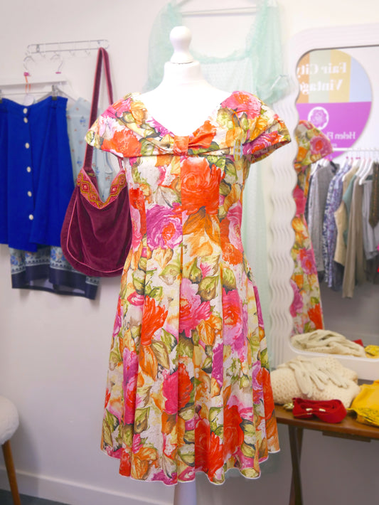 1980's Bold Floral Summer Dress