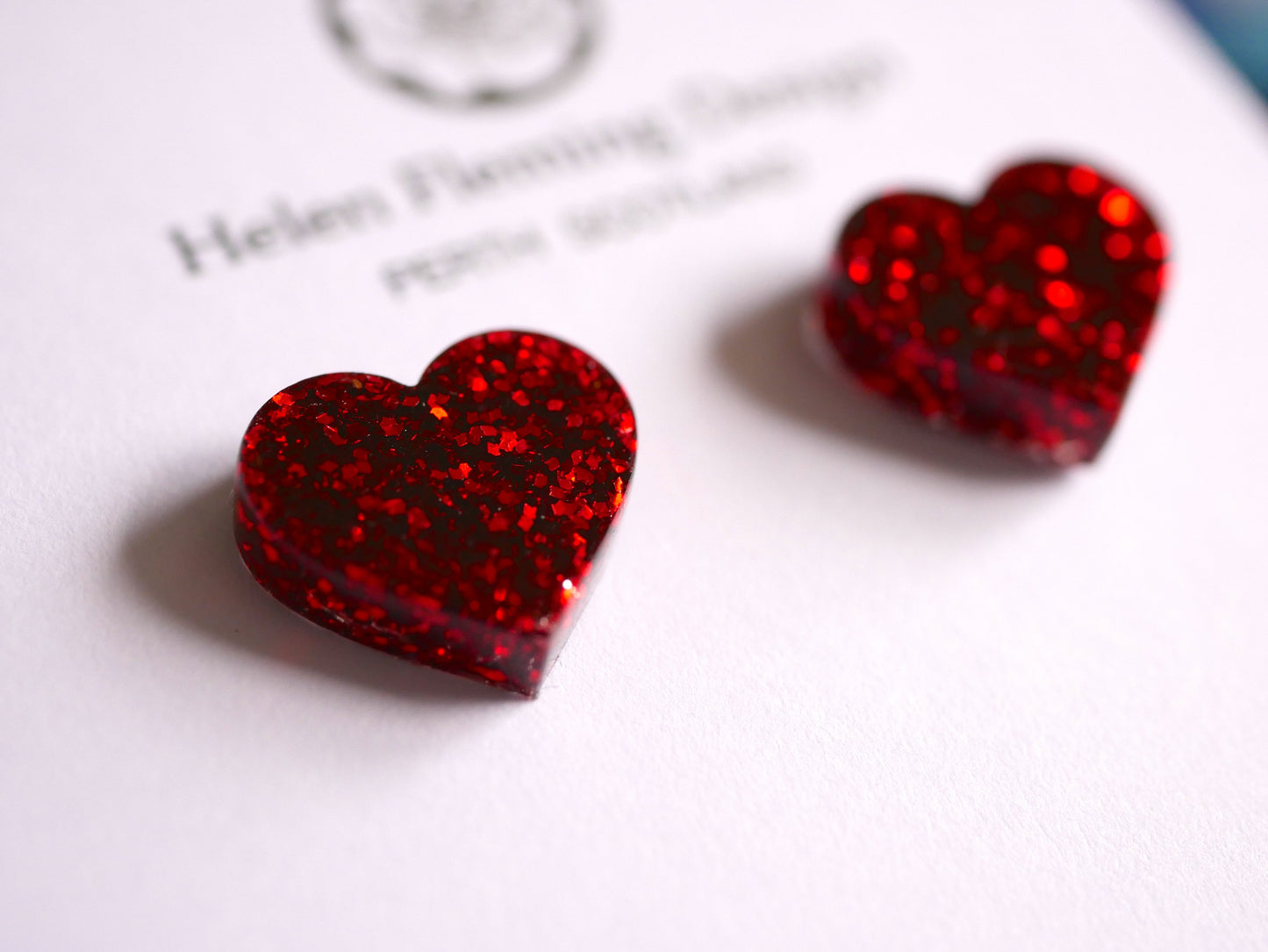 Red Heart Glitter Studs