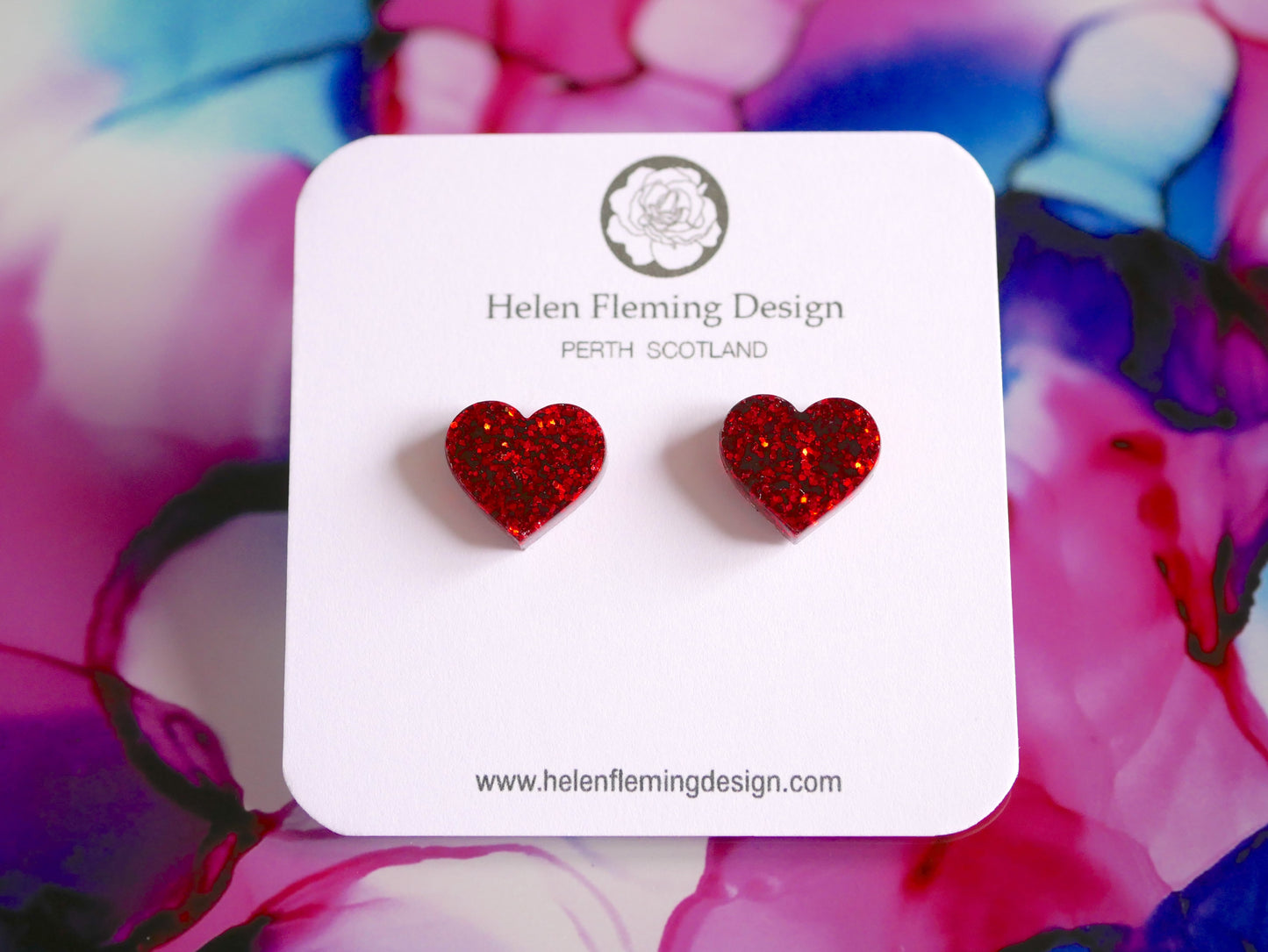 Red Heart Glitter Studs