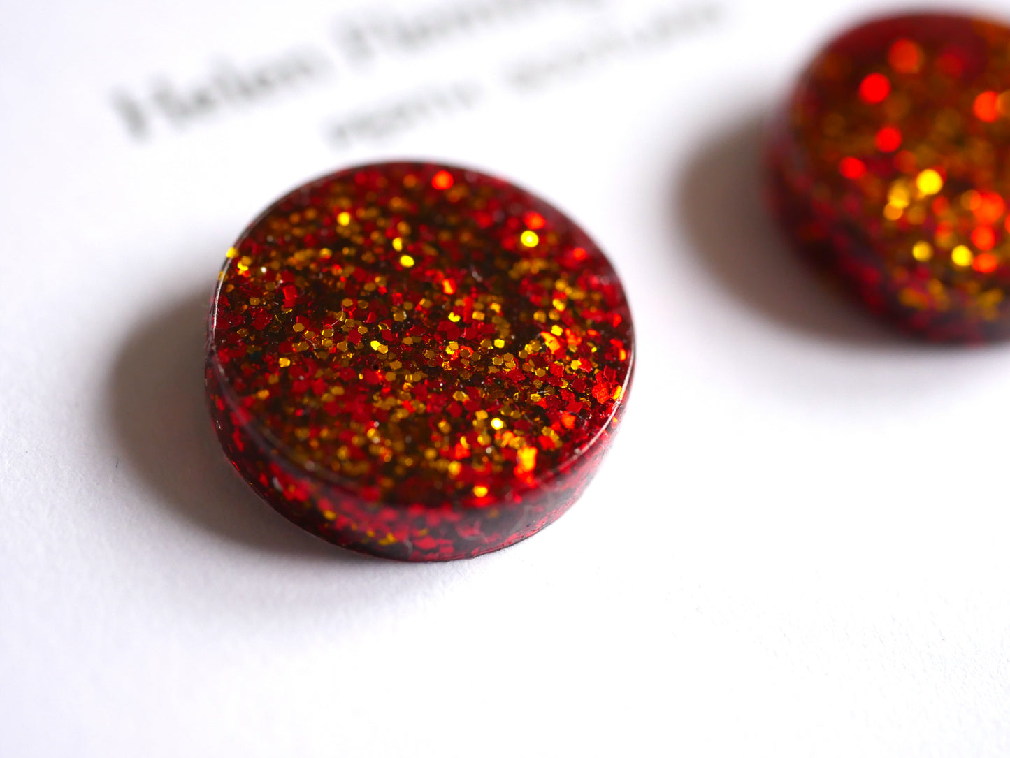 Red and Gold Glitter Circle Studs